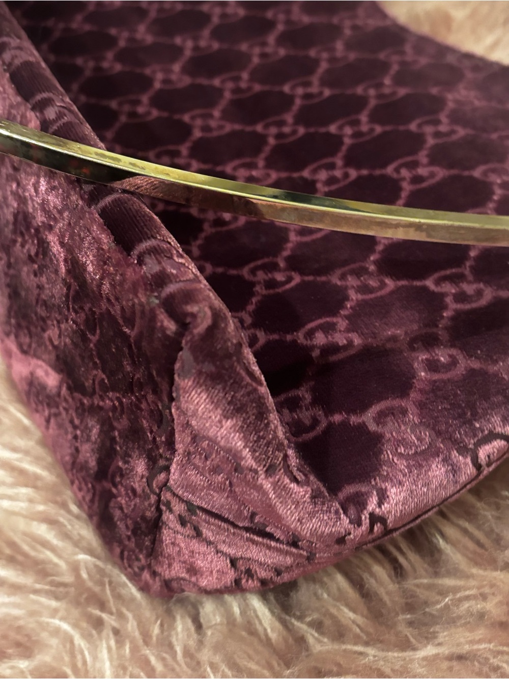 ❤️🔥FlaShSaLE❤️🔥Rare Vintage Gucci Tom Ford Velvet Bag in Deep Plum $1049 - Picture 11 of 13